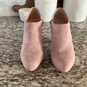 Suede booties. Blush pink. Great condition. Worn once for photo shoot. Size 7.